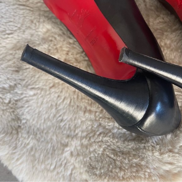 Christian Louboutin Leather Peep Toe Heels - Picture 7 of 11